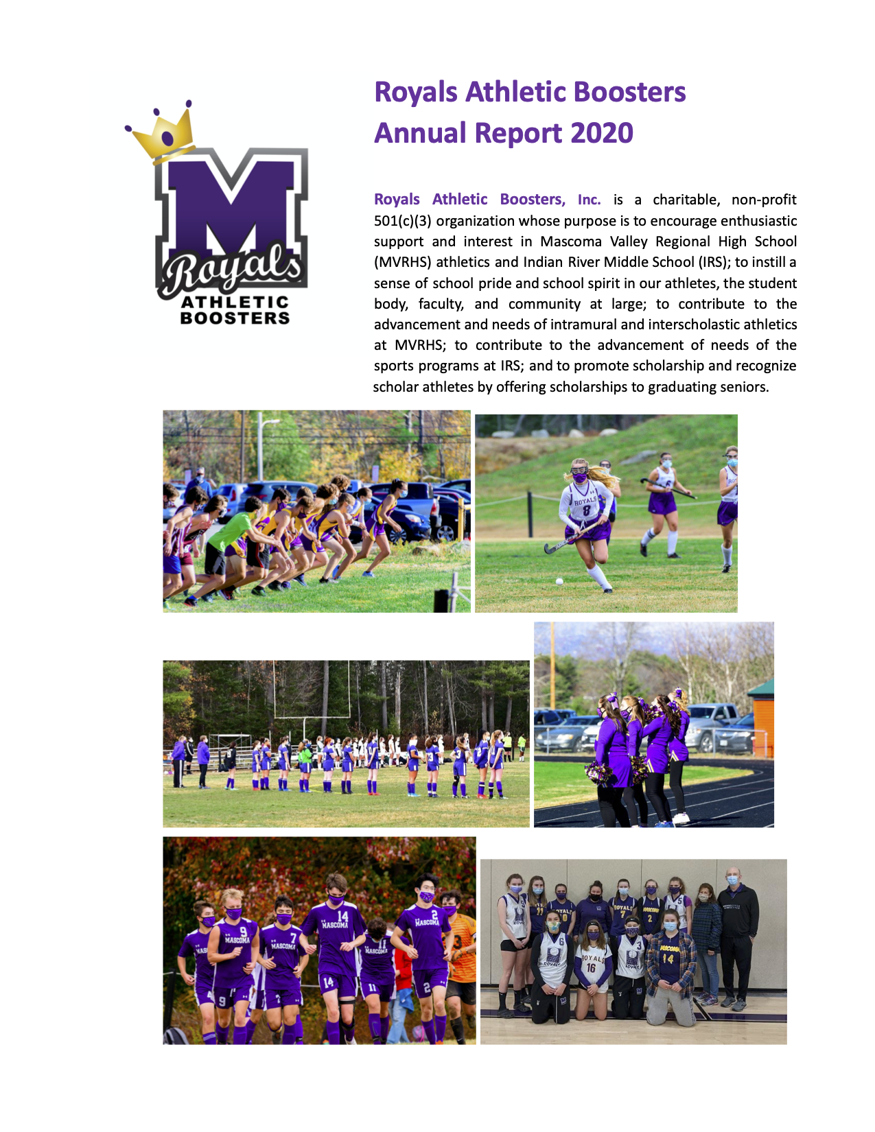 cover page of annual report, high school sports